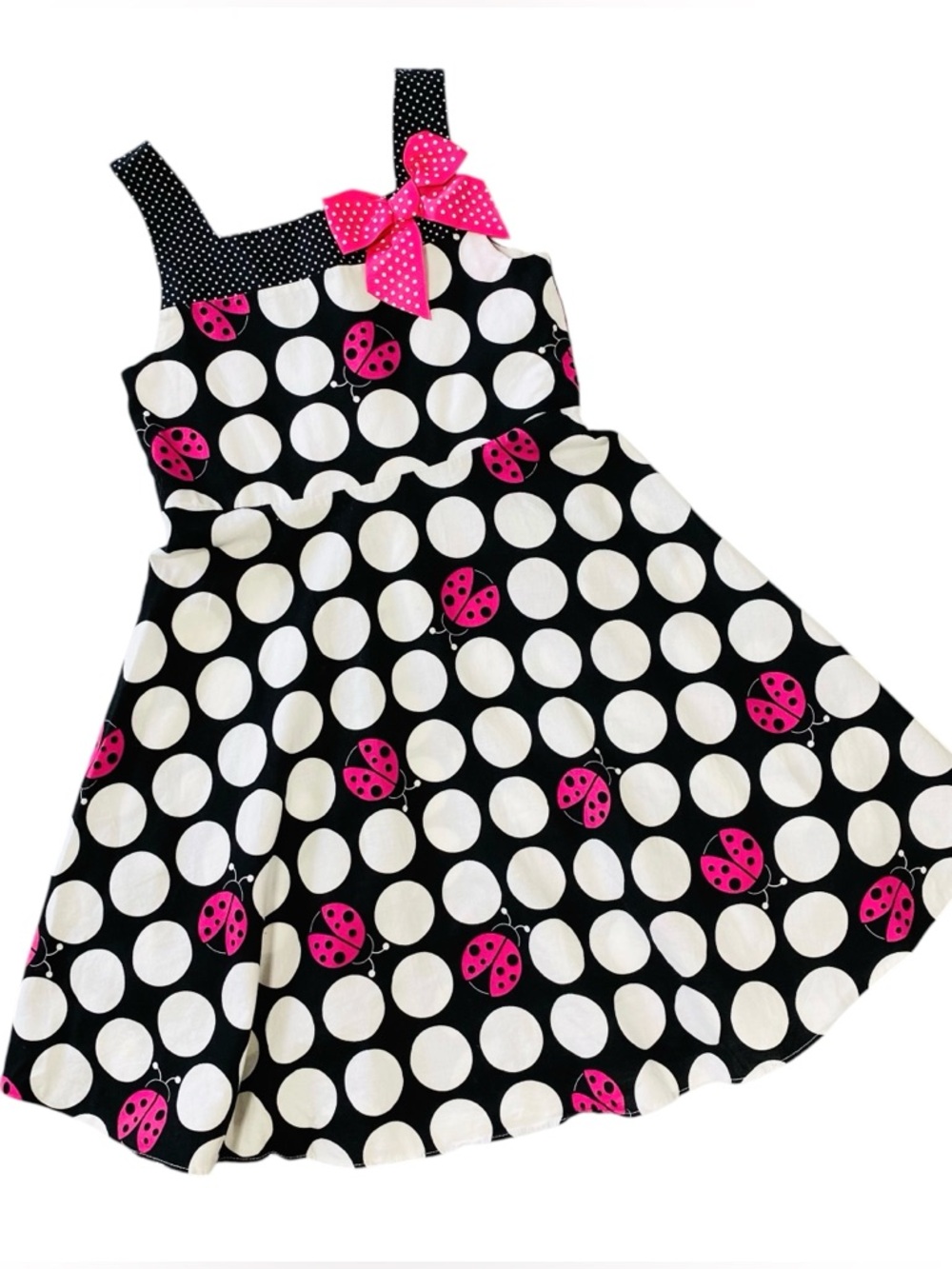 VINTAGE Girl's Ladybug Polka Dot Dress